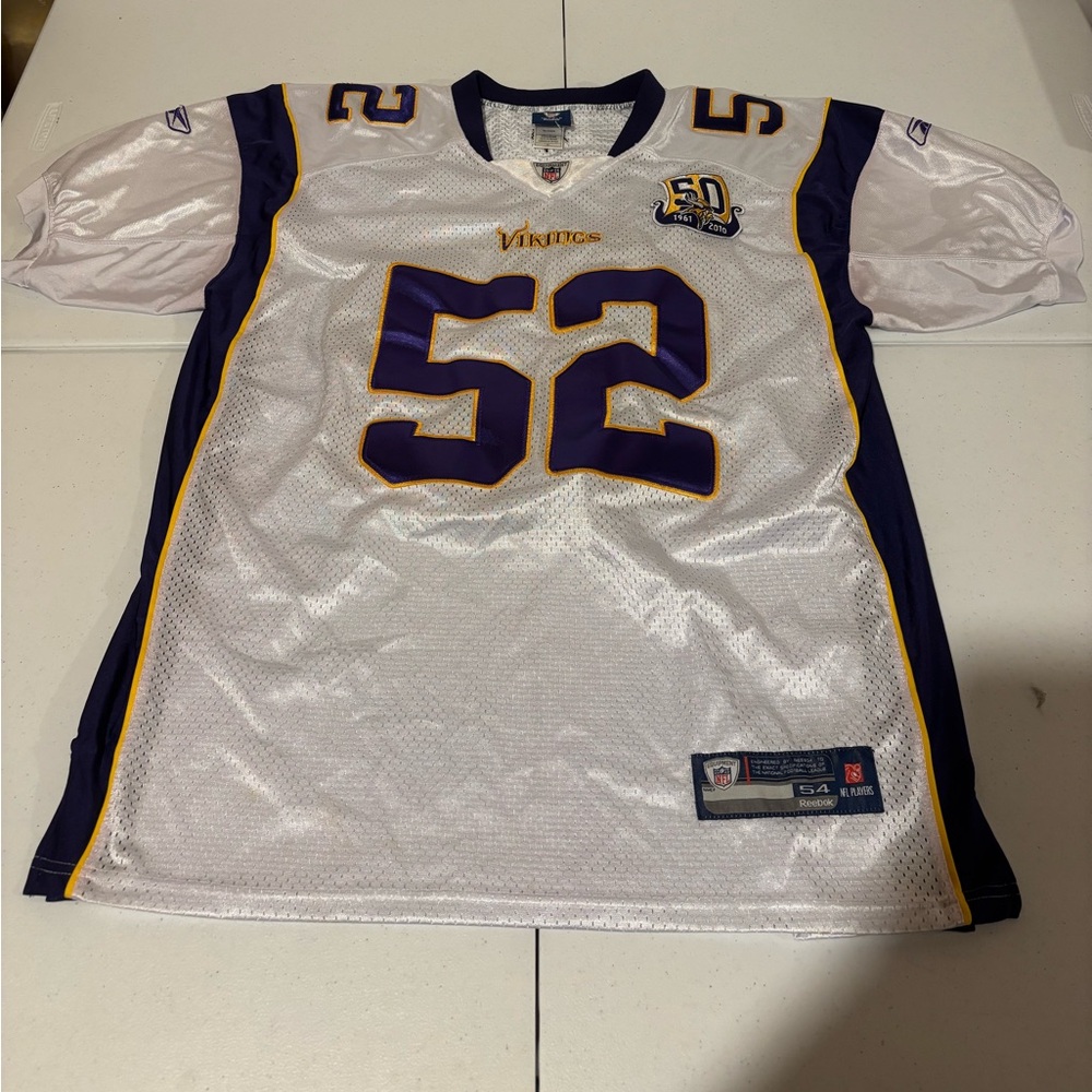 Reebok NFL Minnesota Vikings Chad Greenway White Jersey Men’s Size 54 (XXL)